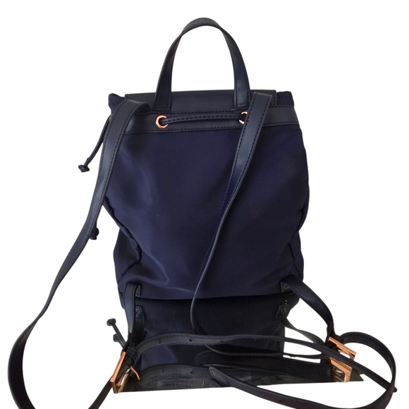 Ted Baker London Navy Nylon Drawstring Backpack Flap Top Handle Mini Bag - Picture 11 of 12